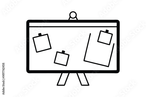 Whiteboard silhouette with sticky notes and stand