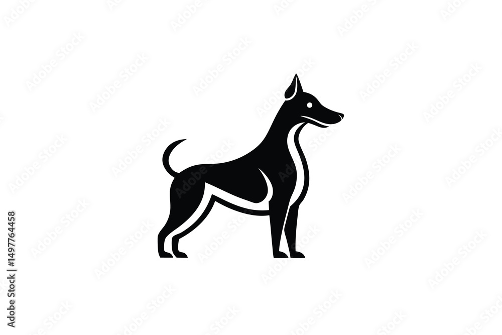 Fototapeta premium Elegant black dog silhouette standing profile logo design