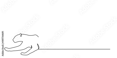 continuous single line art without a break of a tiger icon running with a long line

