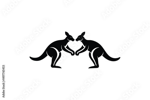 Two kangaroo silhouettes facing each other in a heart shape
