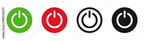 On off power button icon set. Toggle switch on off symbol. Vector illustration and PNG transparent