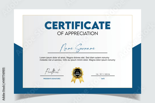 Certificate template set. Collection of modern and luxury diplomas with badge vector illustration