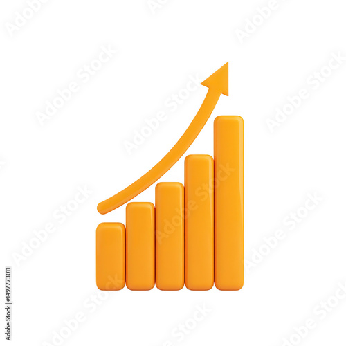 A 3d orange bar graph with upward arrow symbolizes growth and success, ideal for business and financial presentations Free Download A 3d orange bar graph with upward arrow symbolizes growth and success, ideal for business and financial presentations - GFXLoad