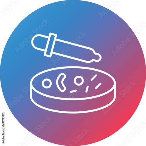 Petri Dish Line Gradient Circle Background Icon