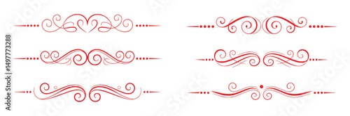 Red decorative ornate divider swirls and flourishes
