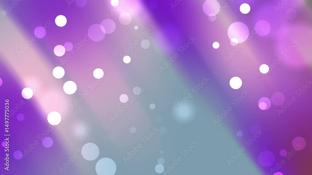 Purple and pink light beams with floating bokeh circles create a dreamy abstract background, perfect for elegant and festive motion visuals