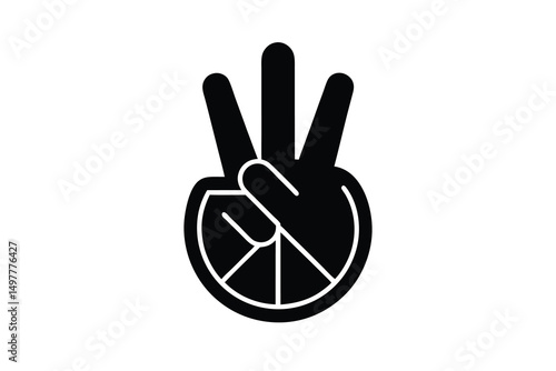 Peace sign hand gesture silhouette three fingers up