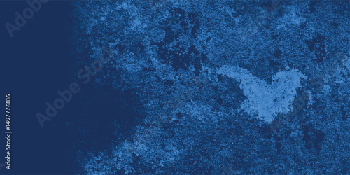 Contemporary artwork in rough blue textures with expressive abstraction and central focus

