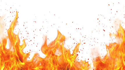 Fire flames burn isolated on white background. Fire burn flame isolated, abstract texture overlay. Flaming effect with burning fire.