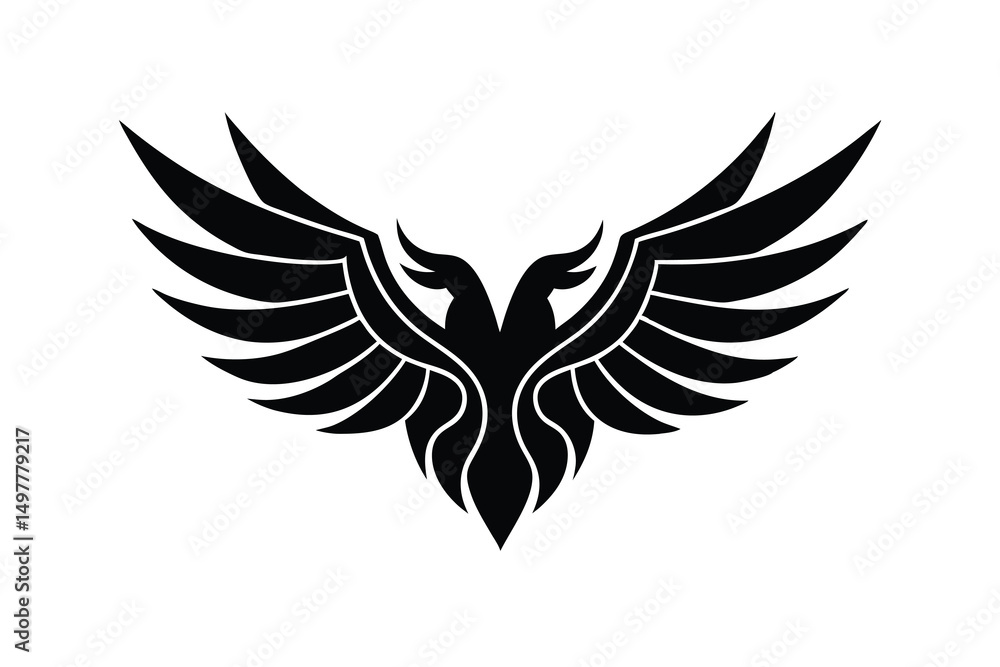 Fototapeta premium Majestic double eagle silhouette wings spread design