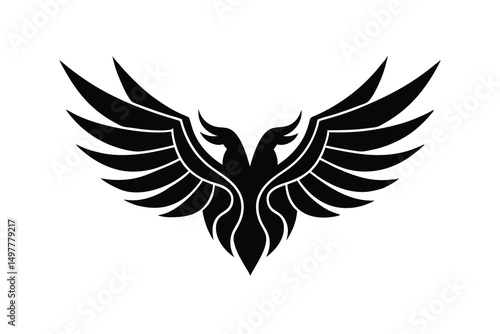 Majestic double eagle silhouette wings spread design