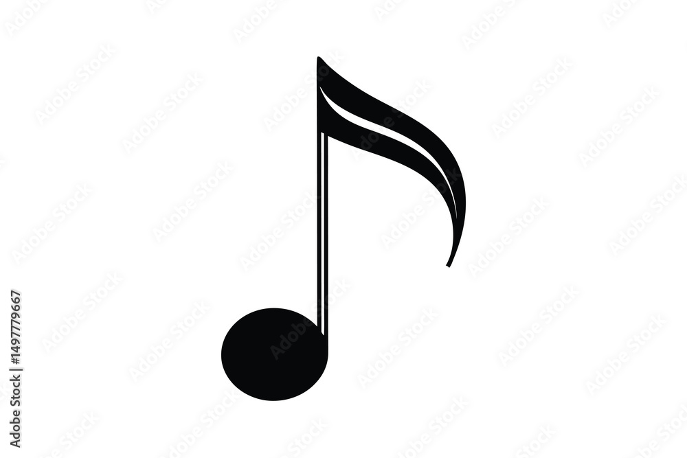 Eighth note musical note silhouette black and white Eighth note musical note silhouette black and white