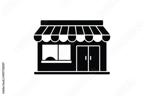 Simple storefront silhouette small business shop icon