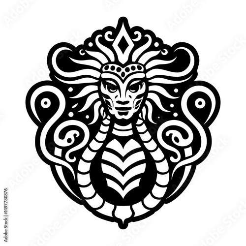 A solid style icon of cihuacoatl