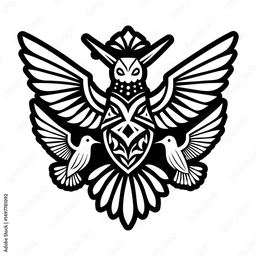 Obraz premium Hummingbird symbol icon in glyph style