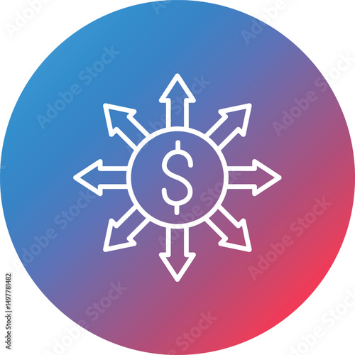 Business Ways Line Gradient Circle Background Icon