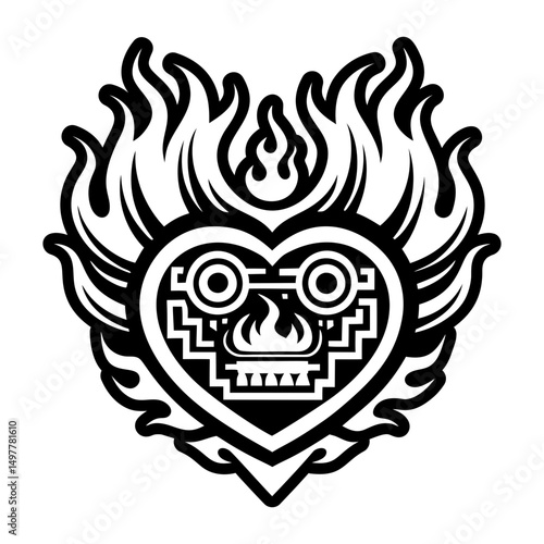 Burning heart icon in filled style