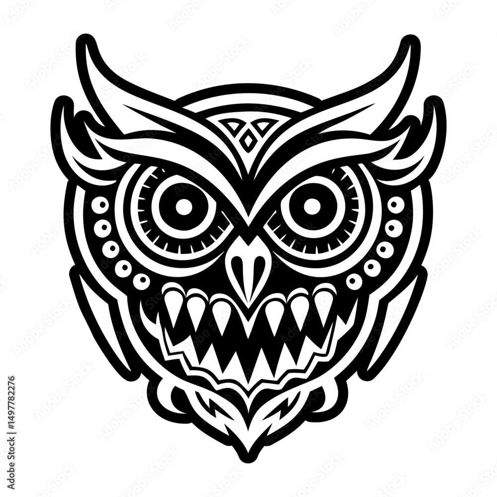 Fototapeta premium Demon owl icon in glyph style
