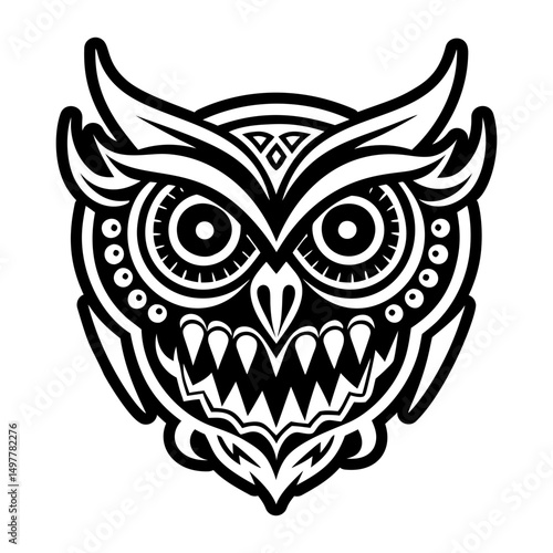 Demon owl icon in glyph style
