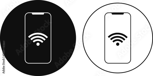 WiFi icon on mobile screen. Wireless internet concept. hotspot through phone. seamless connectivity and modern technology
