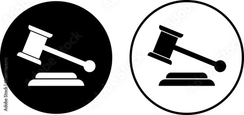Gavel icon set. Court tribunal symbol judicial hammer icons. judge gavel signs
