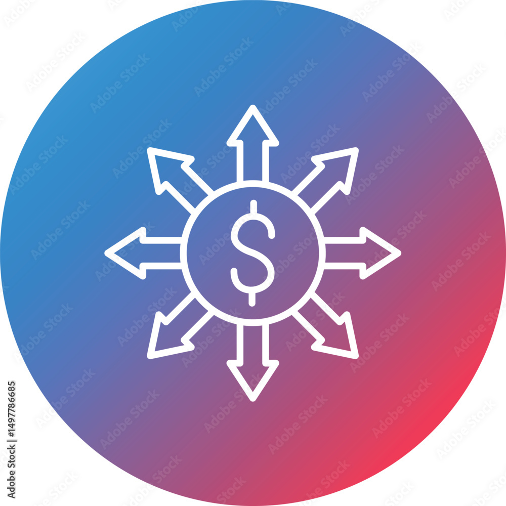 Business Ways Line Gradient Circle Background Icon Business Ways Line Gradient Circle Background Icon