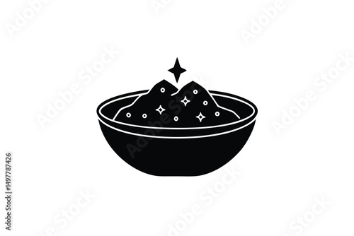 Sparkling magical powder in a bowl silhouette icon