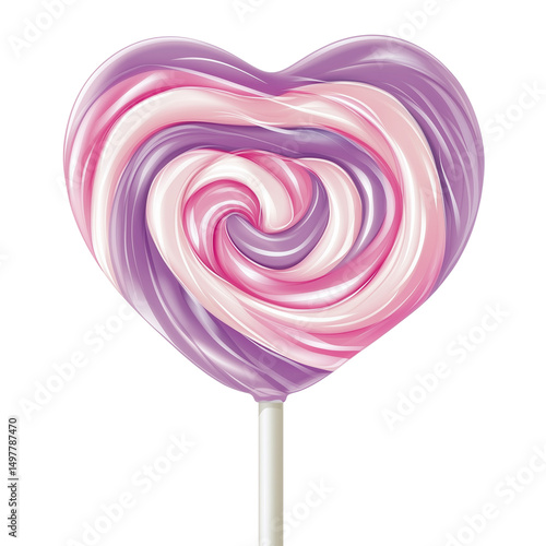 heart shaped lollipop on white background