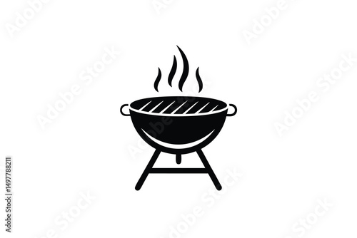 Smoking grill silhouette perfect for bbq summer cookout