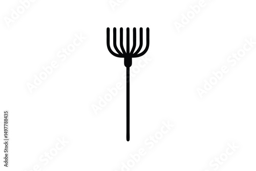 Simple black silhouette of a garden rake tool