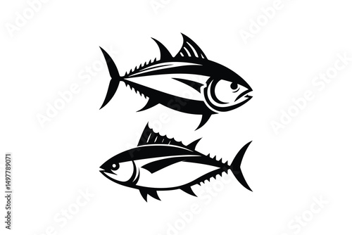 simple and unobtrusive Tuna fish  vector silhouette illustration isolated in white background