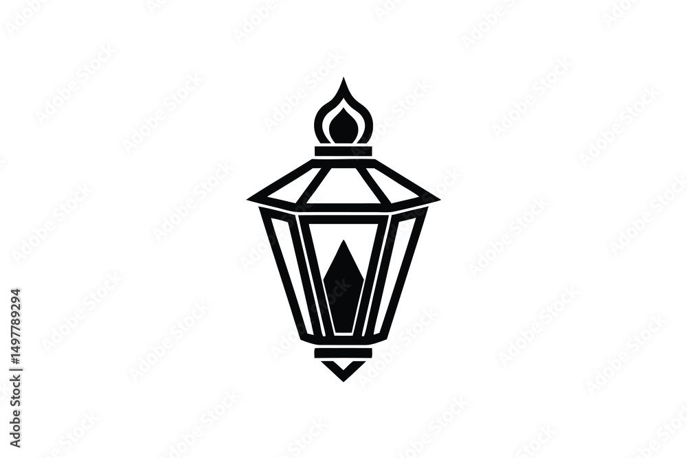 Elegant black silhouette lantern icon design element Elegant black silhouette lantern icon design element