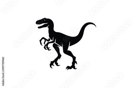 simple and unobtrusive velociraptor vector silhouette illustration isolated in white background