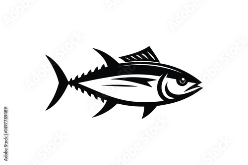 simple and unobtrusive Tuna fish  vector silhouette illustration isolated in white background
