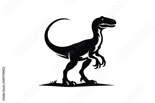 simple and unobtrusive velociraptor vector silhouette illustration isolated in white background