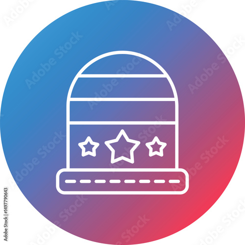 Winter Hat Line Gradient Circle Background Icon