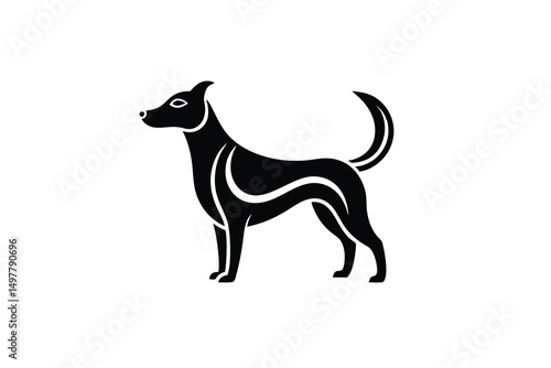 Elegant black dog silhouette logo design vector illustration