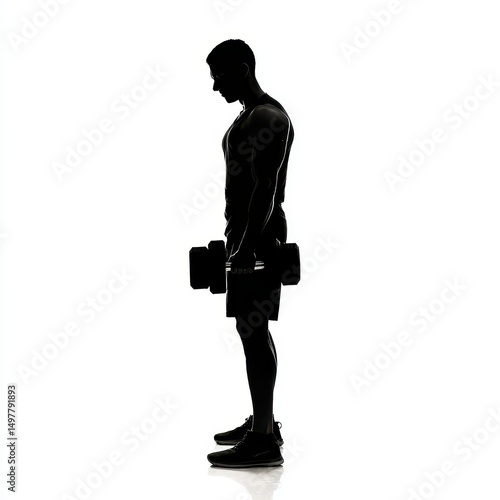 Silhouette of a Man Lifting Weights Strength Training Workout