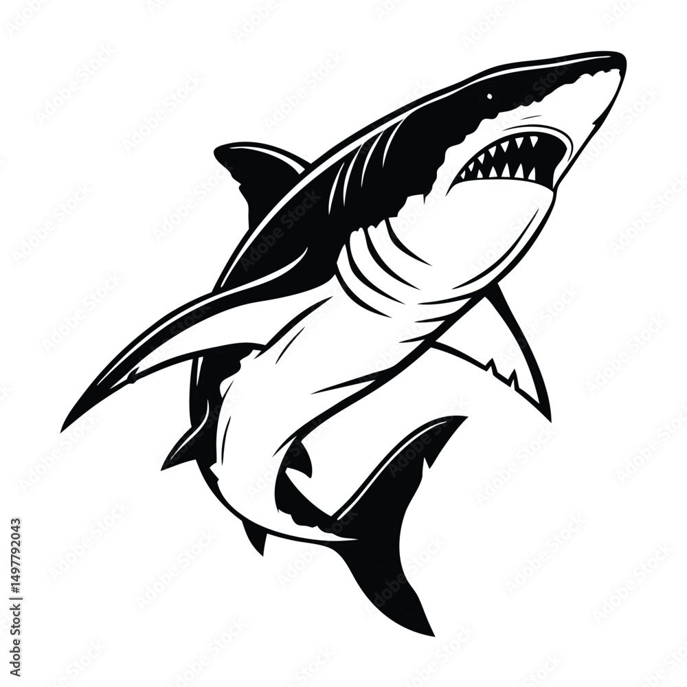 Fototapeta premium Shark silhouette vector art illustrations