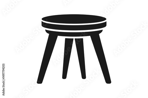 Four legged stool silhouette icon. Clipart image isolated on white background 