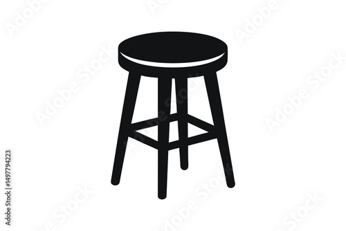 Four legged stool silhouette icon. Clipart image isolated on white background 