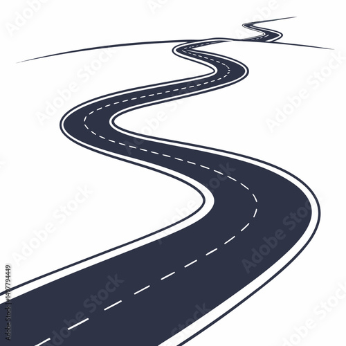 asphalt road with a white background