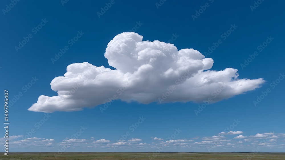 Fototapeta premium Cumulus Cloud over Vast Prairie with Summer Sky.