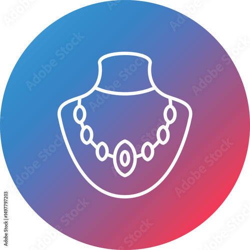 Necklace Line Gradient Circle Background Icon