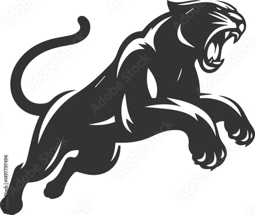 Vector jaguar clip art drawing black animal silhouette