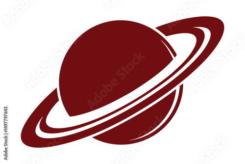 Generated with AI tools, planet saturn with planetary ring silhouette vector black and white