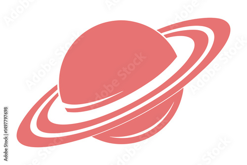 Planet Saturn with planetary ring system flat icon. Vector illustration on white background 