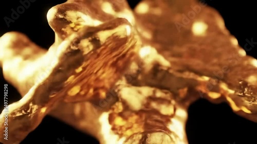 Abstract Gold Shape Animation Shiny Metallic Surface Design Element