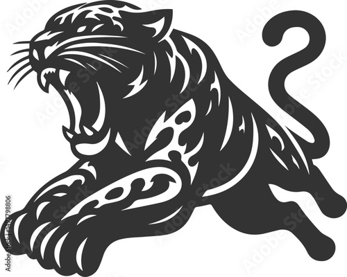 Vector jaguar clip art drawing black animal silhouette