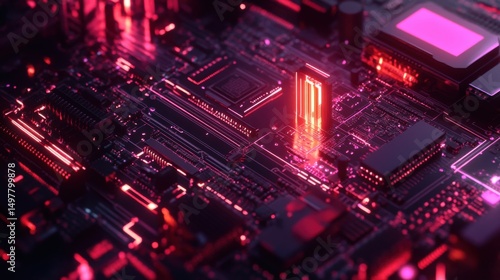 Neonlit circuitry digital technologys heart.